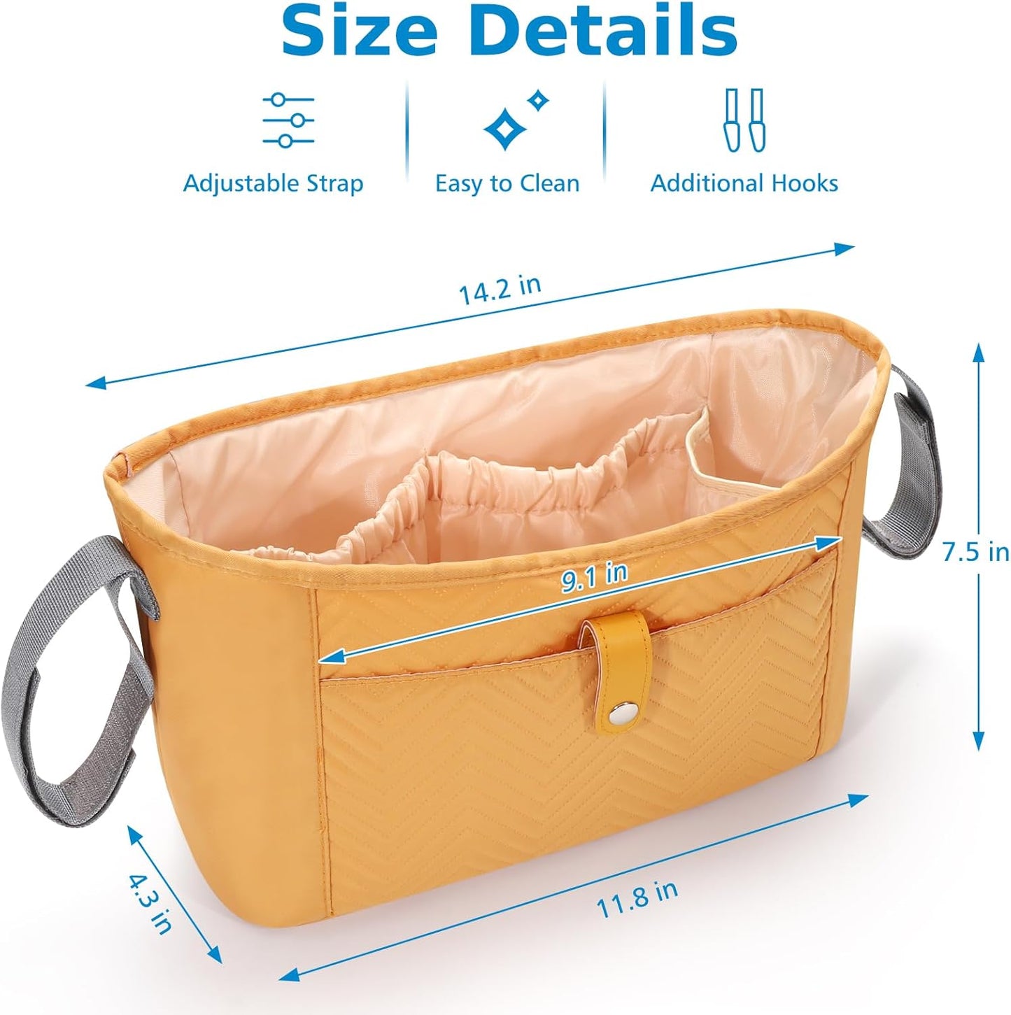 Accmor Universal Stroller Organizer, Stroller Bag Stroller Caddy Organizer, Stroller Accessories Fits for Uppababy, Baby Jogger, Nuna, Doona, Britax Strollers, Black