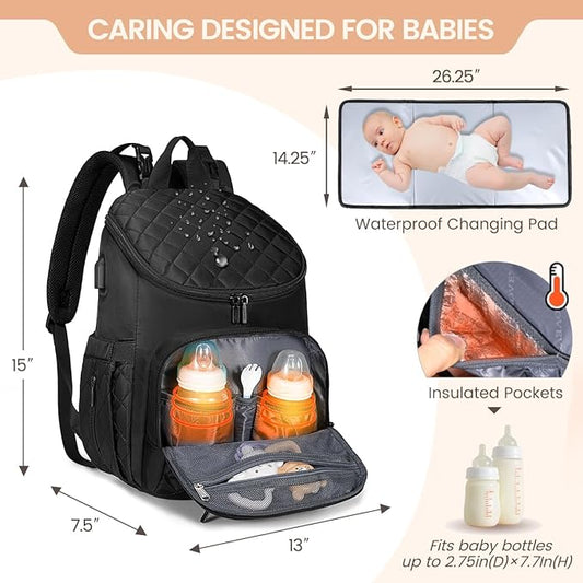 LOVEVOOK Diaper Bag Backpack Large Capacity Baby Bag with Portable Changing Pad, Multifunction Baby Travel Backpack