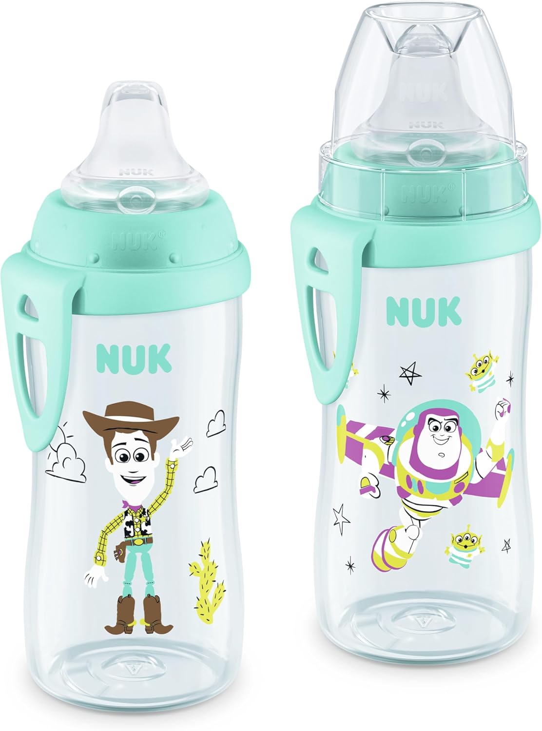 NUK Active Sippy Cup, 10 oz, 2 Pack, Disney's Cars, Lightning McQueen, BPA-Free, Spill-Proof, Transition Cup