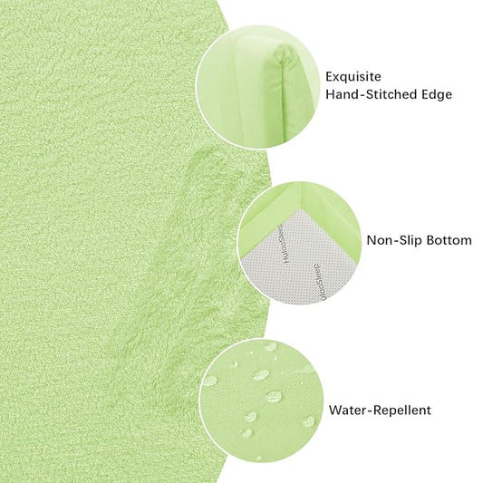 Huloo Sleep Baby Play Mat for Floor,1.3"Thick Elasti-Foam 50x50 Playpen Mat for Toddlers Infant kids,Water-Repellent Soft Velvet for Tummy Time,Non-Slip Backing for Crawling,Tatami Style(Light Green)