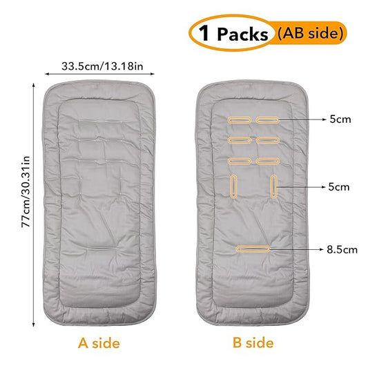 Baby Stroller Cushion,Infant Car Seat Insert-Reversible Universal Breathable and Soft Newborn seat Liner for Stroller,100% Cotton Seat Pad Liner for Newborns-34x78cm,1 Pack(Grey)