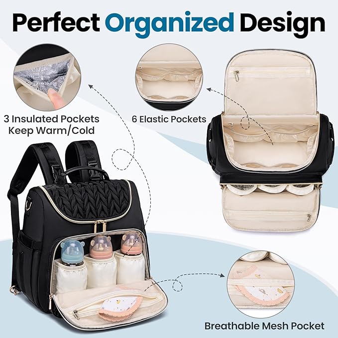 Tealari 4 in 1 Convertible Diaper Bag Backpack,Waterproof Baby Diaper Bag with Changing Pad,Converts into Baby Tote Bag,Diaper Backpack,Stroller Bag and Crossbody Diaper Bag