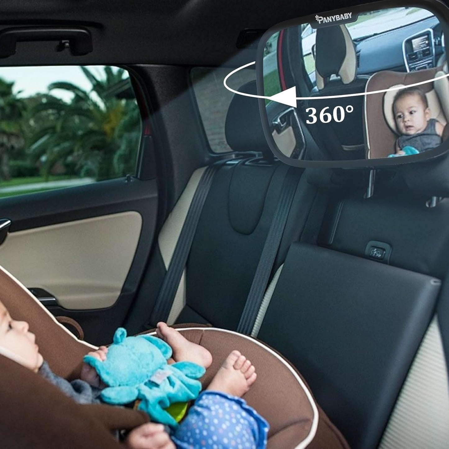 Rear Facing Baby Car Mirror, Safety Fixed Headrest Baby Car Mirror with Wide Clear View, Shatterproof, 360° Rotation, Crash Tested and Certified