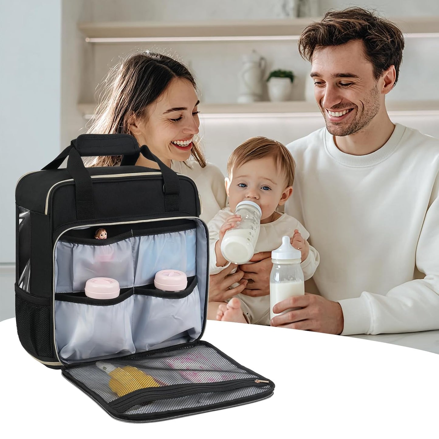 Carrying Case Compatible with Baby Brezza Formula Pro Mini Baby Mixer Machine, Insulated Formula Mixer Travel Bag with Shoulder Strap