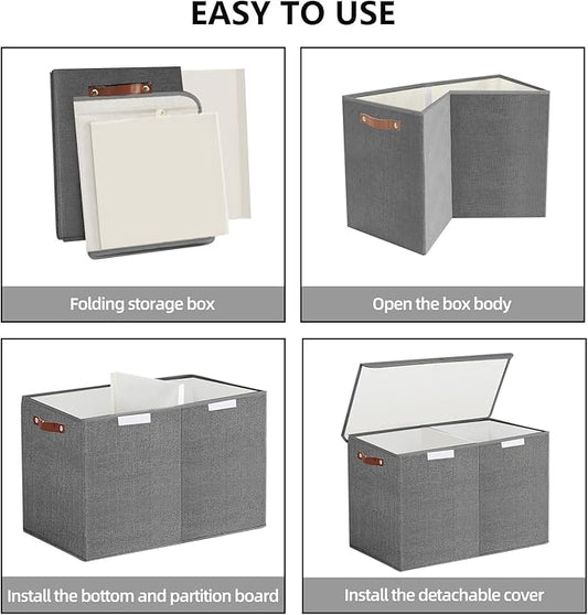 Bagnizer Large Toy Storage Box with Lids, Collapsible Sturdy Baby Storage Organizer Chest Bin Basket for Kids, Boys, Girls, Playroom, Nursery, Bedroom, Closet 25"x13"x16" (Gray)