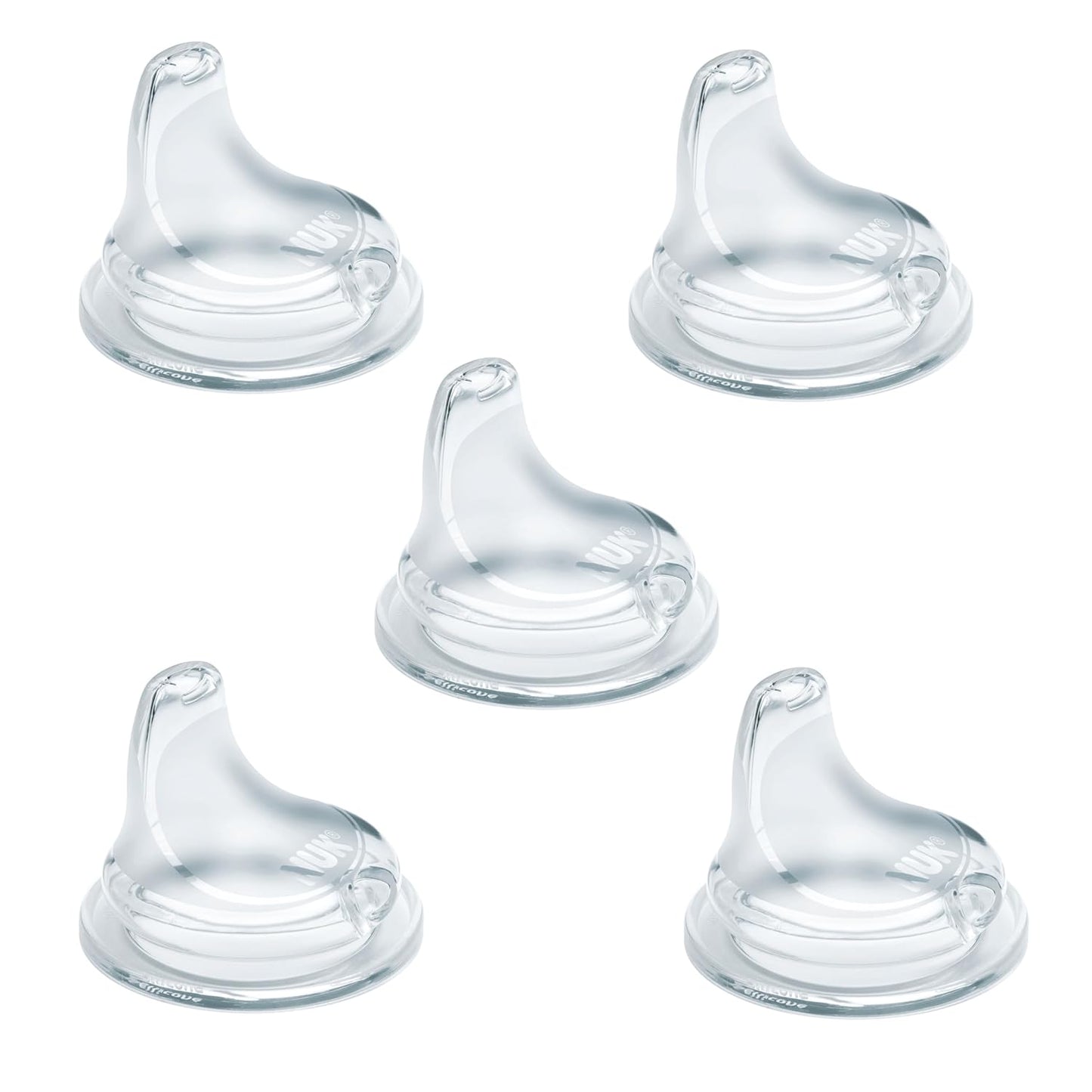 NUK Replacement Silicone Spout for Select NUK Cups, Spill-Proof, Soft Spout, Dishwasher-Safe, BPA-Free, Clear, Pack of 3
