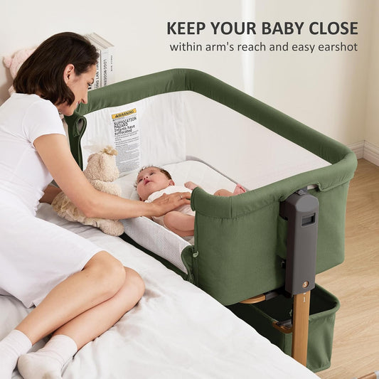 3 in 1 Baby Bassinet, Rocking Bassinet, Bedside Bassinet, 6-Height Adjustable, Bassinet Bedside Sleeper, Bedside Bassient for Baby with Comfy Mattress, Breathable Mesh, Large Storage Basket