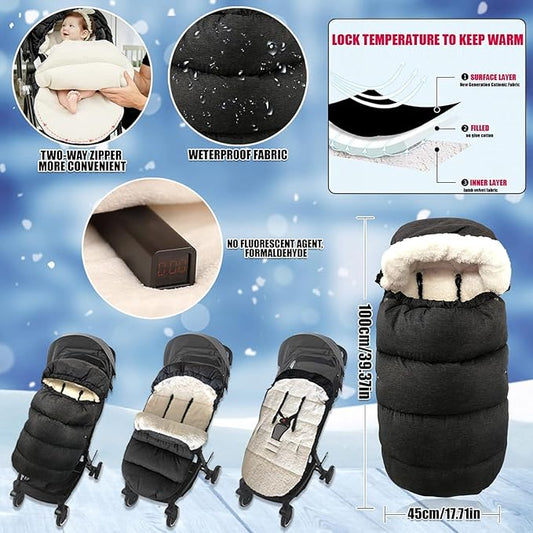 Waterproof Thickened Universal Stroller Blanket - Baby/Toddler Stroller Footmuff, Sleeping Bag & Bunting, Cold-Weather Winter Cover(Dark Grey)