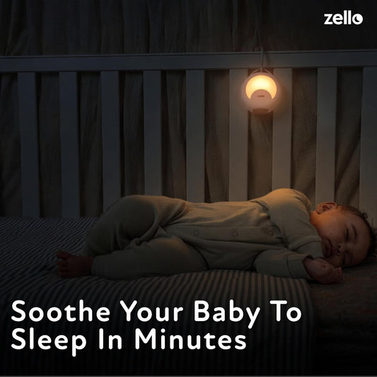 Zello | Portable White Noise Machine | 30 Soothing Sounds | 7 Colour Moon Nightlight | Sleep Timer | 20+ Hours Battery USB Recharge | Clips to Prams, Cots, Cribs | Baby Sleep Aid | Sleep Sound Machine