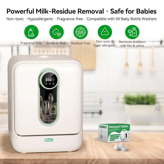 IAGREEA 150 PCS Detergent Washing Tablets, Bottle Washer Tablets for Baby Brezza, GROWNSY, Momcozy Bottle Washers, Natural Formula, Highly Effective Cleaning, Efficiency Removes Milk Residue & Odor