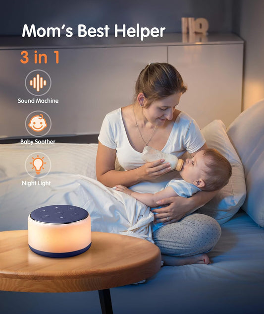 FamiSym White Noise Sound Machine Baby for Sleeping with Night Light – 34 Soothing Sounds, Rechargeable White Noise Machine for Kids Adults, Portable Lullaby Sleep Machine Baby Soother Home Travel