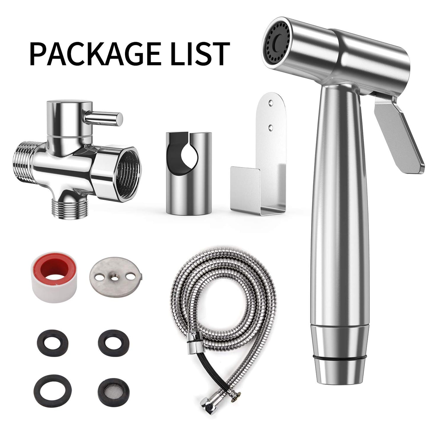 Handheld Bidet Toilet Sprayer, Stainless Steel Bathroom Bidet Sprayer Set with Hose, Baby Cloth Diaper Sprayer, for Feminine Wash, Shower Sprayer for Pet, Wall or Toilet Mount