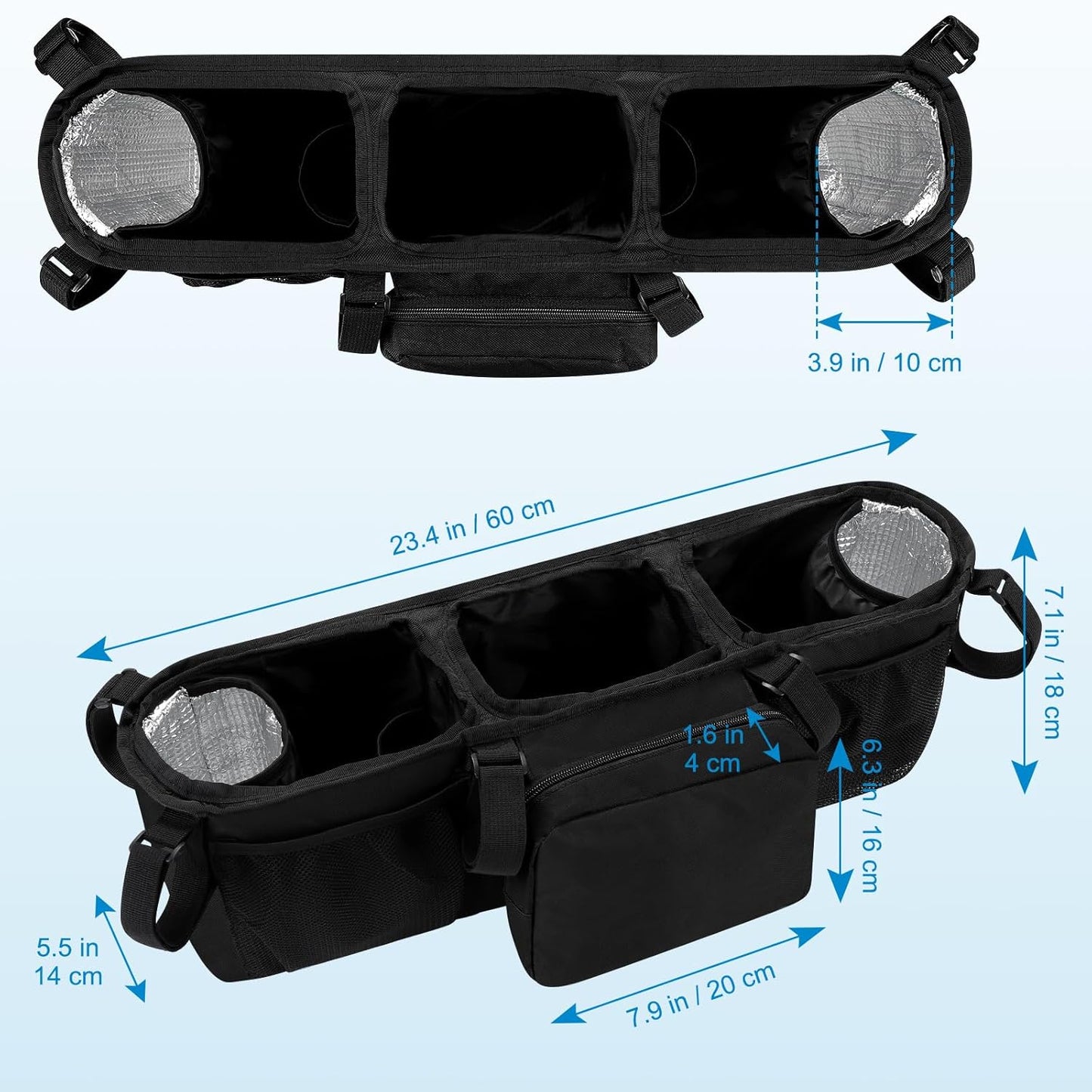 Accmor Double Stroller Organizer for Bob Duallie and Baby Jogger City Mini GT2, Double Baby Stroller Caddy Bag Organizer Accessories