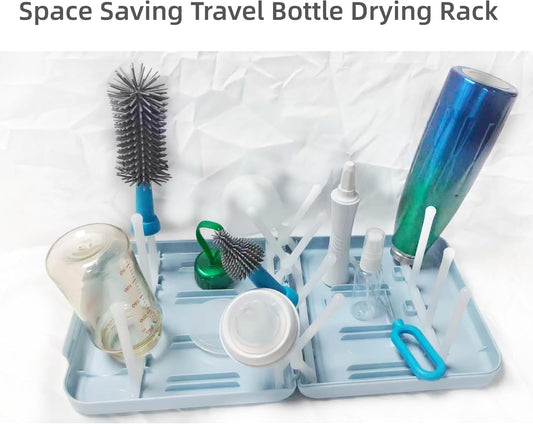 Travel Bottle Drying Rack Space Saving,Foldable Bottle Drying Rack with 16 Ribs,Portable Baby Bottle Drying Rack for Bottles,Breast Pumps and Other Feeding Accessories,Widely Used Daily Basis