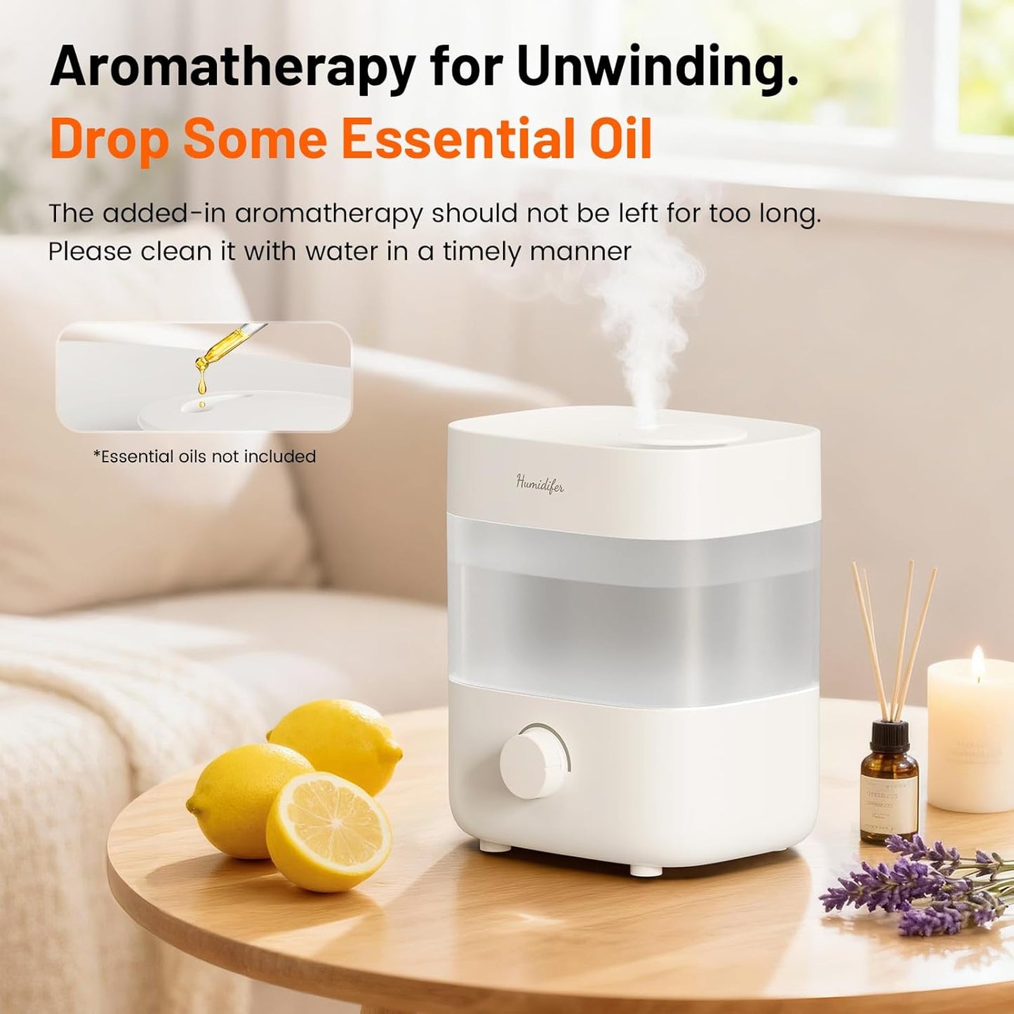 Humidifiers for Bedroom, 2L Tank for 15H, 20dB Quiet Mist Time, Dual Nozzles, Auto Shut-Off, Rotate to Adjust Mist Intensity, Rapid Ultrasonic Humidification for Baby Nursery and Plant (White)