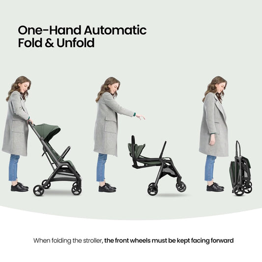 MAMA & BABY Packa Compact Travel Stroller – Lightweight, One-Hand Auto Folding, Portable & Lie-Flat Baby Stroller, Newborns and Toddlers Stroller with UPF 50+ Canopy & Mesh Ventilation