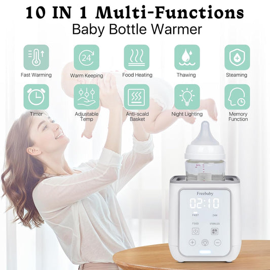 Freebaby Bottle Warmer,Fast Baby Bottle Warmer for Breast Milk & Formula, Accurate Temperature Control,Milk Warmer for All Bottles, Easy to use,24H Keep, Thawing, Sterilizing & Food Heating(Gray)