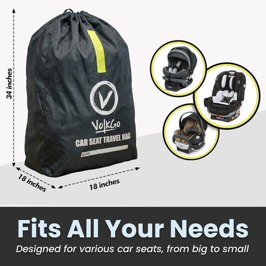 V VOLKGO Car Seat Travel Bag For Airplane with Padded Backpack Shoulder Straps, Gate Check Bag, Car Seat Bags for Air Travel Carseat Travel Cover, Carseat Travel Bag Cover for Airplane Travel