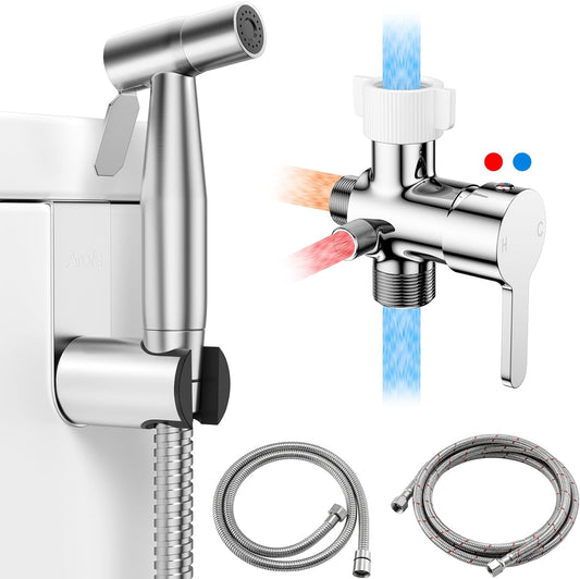 Arofa Handheld Bidet Sprayer for Toilet - 2 Pack Bidets Faucet for Existing Toilets Cloth Diaper Jet Sprayer, Stainless Steel Muslim Shower with Bidet Hose for Feminine Wash