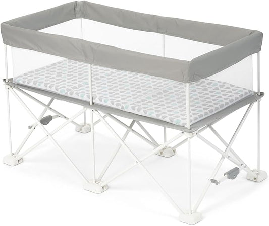 Regalo My Crib Portable Infant Bassinet, Includes Design Padded Insert, Travel Carry Bag, Support Tubes, Step Safety Locking Mechanism, Grey
