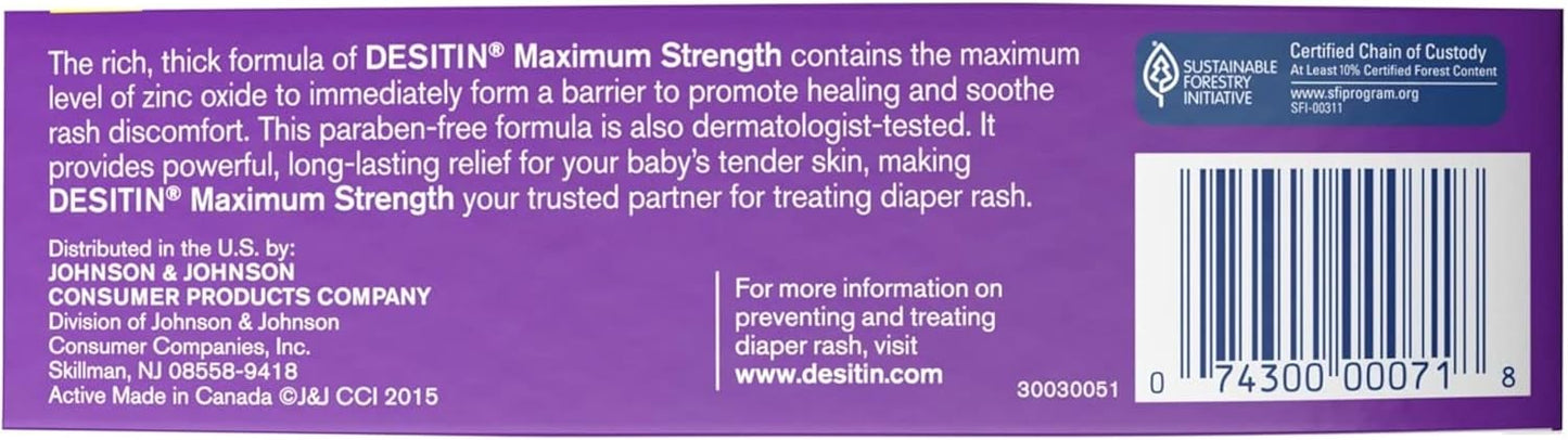 DESITIN Maximum Strength Diaper Rash Paste 4 oz (Pack of 4)