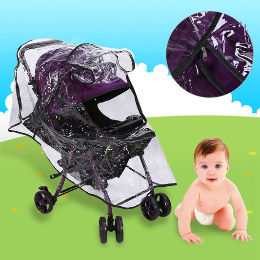 Baby Stroller Rain Cover, Clear Breathable Windproof Baby Stroller Cover PVC Universal Dust Wind Pram Accessory for General Umbrella Strollers 1PC