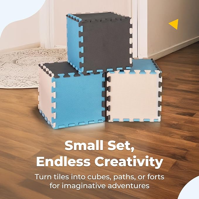 MioTetto Baby Play Mat, Comfortable Playtime Mat β Portable Foam Floor Tiles, Safe Baby mat for Floor for Crawling & Development, Soft Play mat for Babies, Stylish Interlocking Foam Tiles
