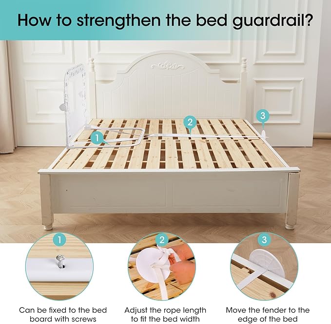 NUTIKAS Baby Bed Rail Guard for Crib - 35.7" Toddler Bed Rails for Twin,Full, Queen, Toddlers, Bunk Size Bed Swing Down Bedrail Extral Tall Child Safety Side Railing Guards for Kids