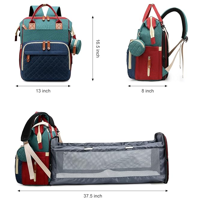 Awanhe Diaper Bag, Backpack with Changing Station, Waterproof Baby Bag for Boys & Girls, USB Charging Port for Parents, Travel Backpack Baby Essentials & Lovely Baby Shower Gifts, RGB