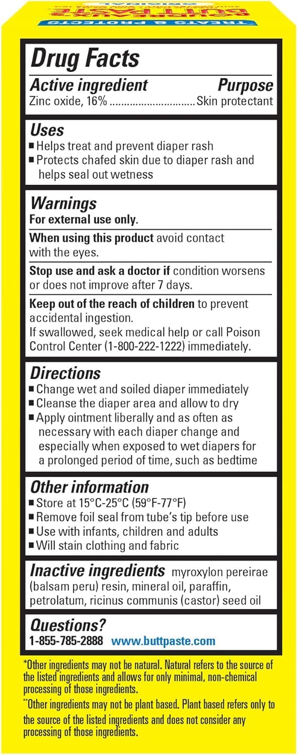 Boudreaux’s Butt Paste Diaper Rash Ointment, Baby Rash Cream Skin Protectant, Fast Relief for Diaper Rash, Soothing Barrier Cream, Original, 2 Ounce Tube (Pack of 6)