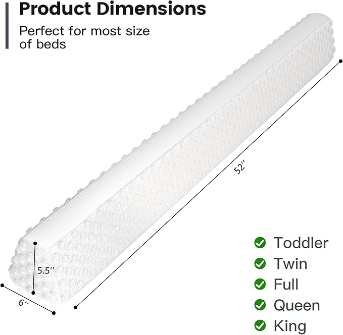 YENING Baby Bed Bumpers for Toddlers Foam Bed Guard Rail for Kids Bed Toddler Bed Bumper for Twin Full Queen King Size Bed White, 2-Pack