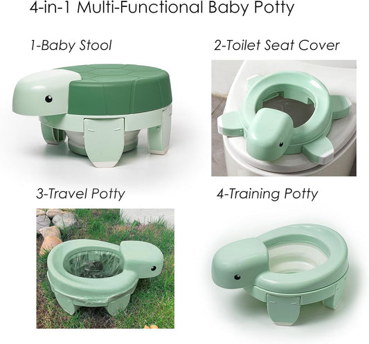 4-in-1 Portable Travel Potty for Toddlers – Foldable, Compact Potty Seat with Splash Guard & Non-Slip Base – Ideal for Road Trips, Camping, Hiking, Outdoor Adventures & Occasional Home Use