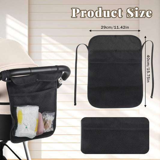 Larrel Universal Stroller Organizer, Stroller Mesh Cargo Net with Non-Slip Adjustable Strap, Diaper Caddy Organizer for Most Brands of Strollers (Black)