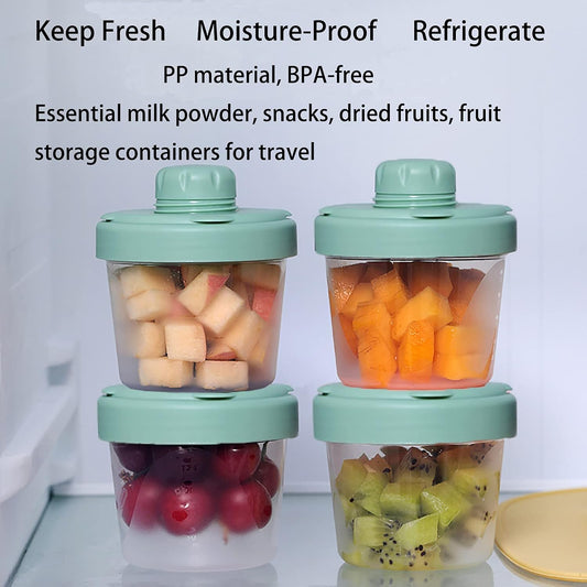 4 Layers Baby Milk Powder Formula Dispenser on The go, Baby Formula Containers for Travel, Formula Holder Mixer, Baby Feeding Snack Storage Container, Portable, Stackable, Non-Spill, BPA-Free