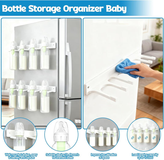 Palksky Baby Bottle Storage Organizer for Dr. Brown's,Baby Bottle Holder for Wall Storage, Fridge and Cabinet, Space Saving Organizer for Baby Stuff Essentials(2-Pieces)
