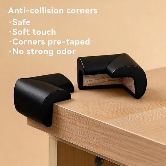 Edge Corner Protector Baby Proofing, Furniture Safety Bumper Guard, Heavy-Duty Soft NBR Rubber Foam, Safety Corner Covers Pre-Taped Rubber Foam (Large 16.7ft Edge 8 Corners)