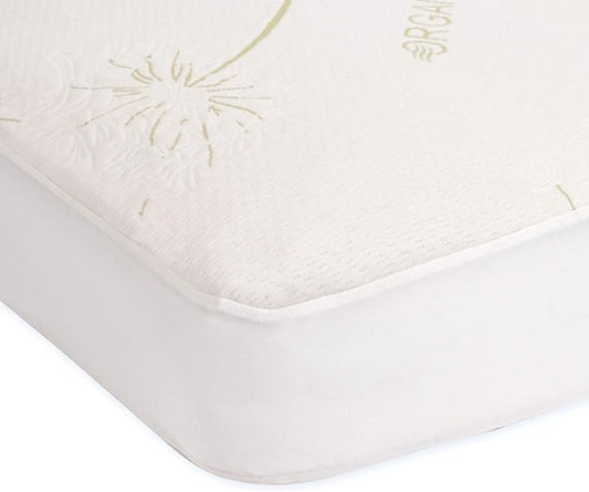 Sealy Baby Healthy Grow Plush Fitted Waterproof Infant Crib Mattress Protector Pad and Toddler Bed Cover, Organic Cotton and PolyBlend Top, Machine Washable and Dryer Friendly, 52” x 28”- White