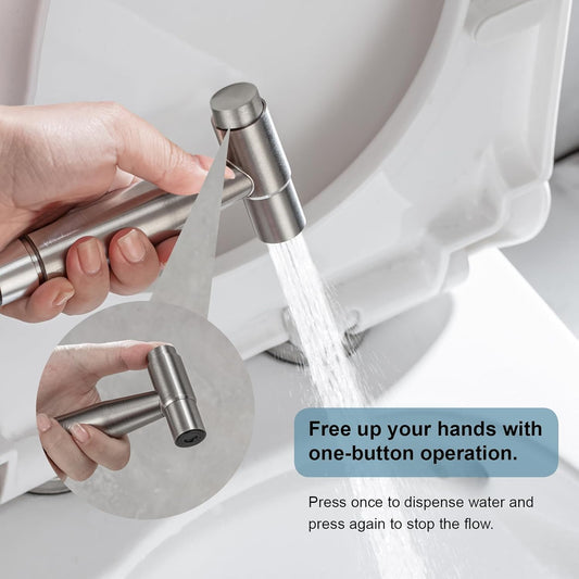 Handheld Bidet Sprayer for Toilet, Premium Stainless Steel Bathroom Bidet Sprayer Set with One-Click Start & Powerful Pressure, Baby Cloth Diaper Sprayer with Complete Accessories - Matte Black