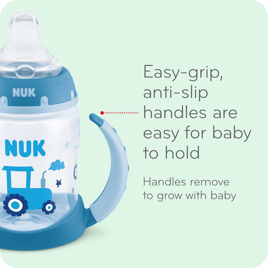 NUK Learner Cup, 5 Oz, Pack of 2, Pink Hearts, Soft Spout, Easy-Grip Handles, BPA Free, Spill Proof, Transition Sippy Cup