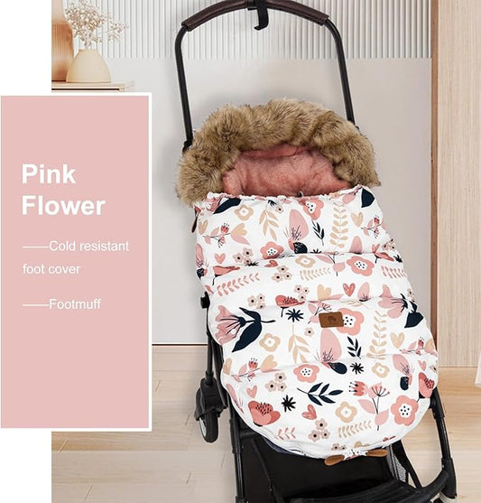 HOUSBAY Baby Stroller Bunting Bags Stroller Footmuff Universal Sleeping Bag Winter Outdoor Hooded Bunting Bag Windproof and Water-Resistant Suitable Below 5 ℃