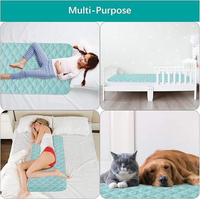 Waterproof Crib Mattress Protector Pad 28" x 52",Non-Slip & Absorbent Mattress Pad for Baby Standard Crib/Bed, Quilted Machine Washable Aqua