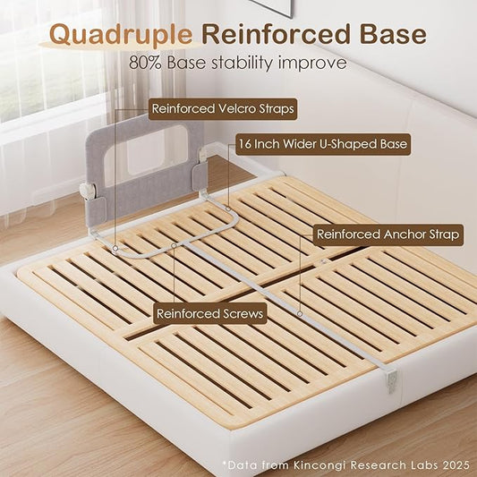 Bed Rail for Toddlers, 32 Inch Swing Down Baby Bed Rail Guard with Wider U-Shape Base, Breathable Toddler Bed Rails for King, Queen, Full, Twin Bed Guard Rail for Toddlers