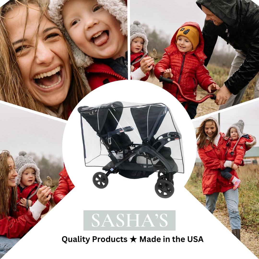 SASHA'S Rain and Wind Cover for Both Baby Trend Sit N Stand Ultra Stroller & Baby Trend Sit N Stand Double Stroller,Clear with Ventilation (Stroller not Included) Made in USA