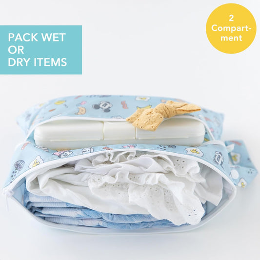 Bumkins Disney Waterproof Wet Bag for Baby, Travel, Swim Suit, Cloth Diapers, Pump Parts, Pool, Gym Clothes, Toiletry, Strap to Stroller, Daycare, Zip Reusable Bag, Packing Pouch, Winnie the Pooh