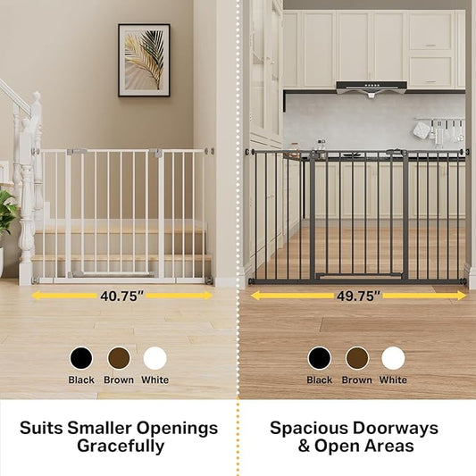 InnoTruth 29.5–40.75" Baby Gate for Stairs, 30" Tall Dog Gates for Doorways & Hallways, Safety Gate for Kids & Pets, Pressure-Mounted Walk-Through with Dual Lock & 2-Way Swing, White
