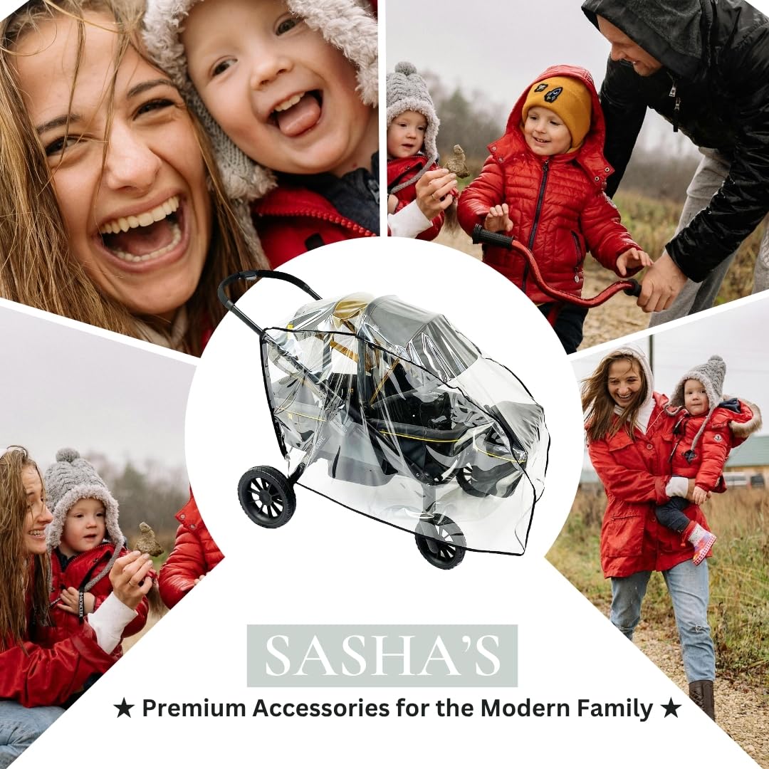 SASHA'S Rain and Wind Cover for Evenflo Pivot Xplore All-Terrain Stroller Wagon, Clear Design, Ventilation Holes, Maximum Coverage (Stroller not Included) Made in USA