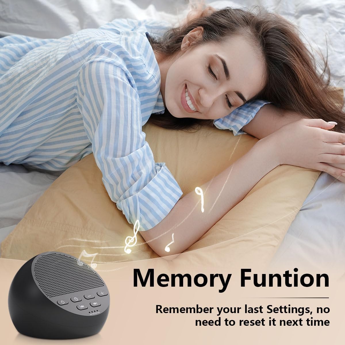 Portable Sound Machine White Noise Machine Nonstop 30 Soothing Sounds for Baby Kids Adults Pink Noise Sleep Machine 36-Level Vol Auto-Off Timer Memory Function for Home Travel Office
