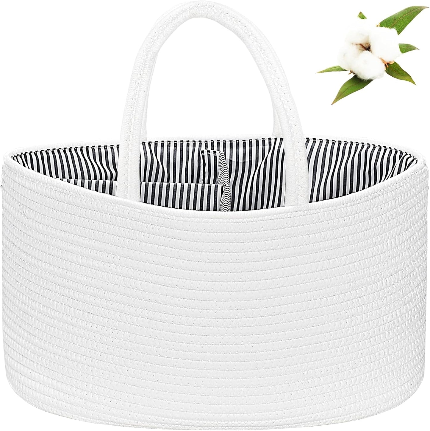 ABenkle Diaper Caddy Organizer - Cotton Rope Nursery Storage Basket for Baby Essentials, Boys & Girls Shower Gift, Changing Table Organizer, Pink
