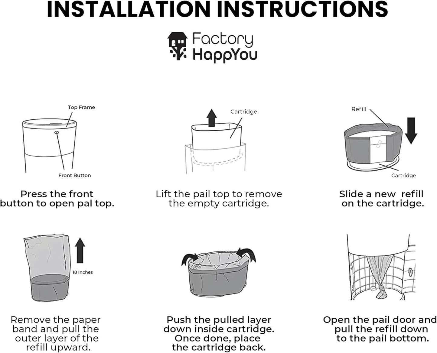 Factory Happyou® Pack of 8 Refills Compatible with Dekor PLUS Diaper Pails (NOT COMPATIBLE WITH DEKOR CLASSIC). A Refill is 394 in Long, 30% Thicker. Odor Control. Each Refill Holds up to 600 Diapers