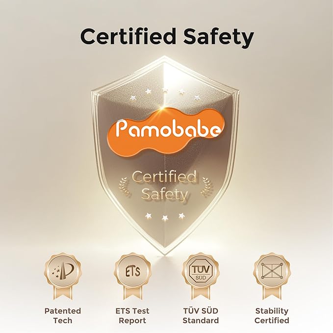 Pamo Babe 7 in 1 Pack and Play, Bassinet, Portable Crib, Diaper Changer, Magic Fold™ Quick Setup Playard with Mattress, Mosquito Net, Zipper Door, Toy Arch for Newborn to Toddler